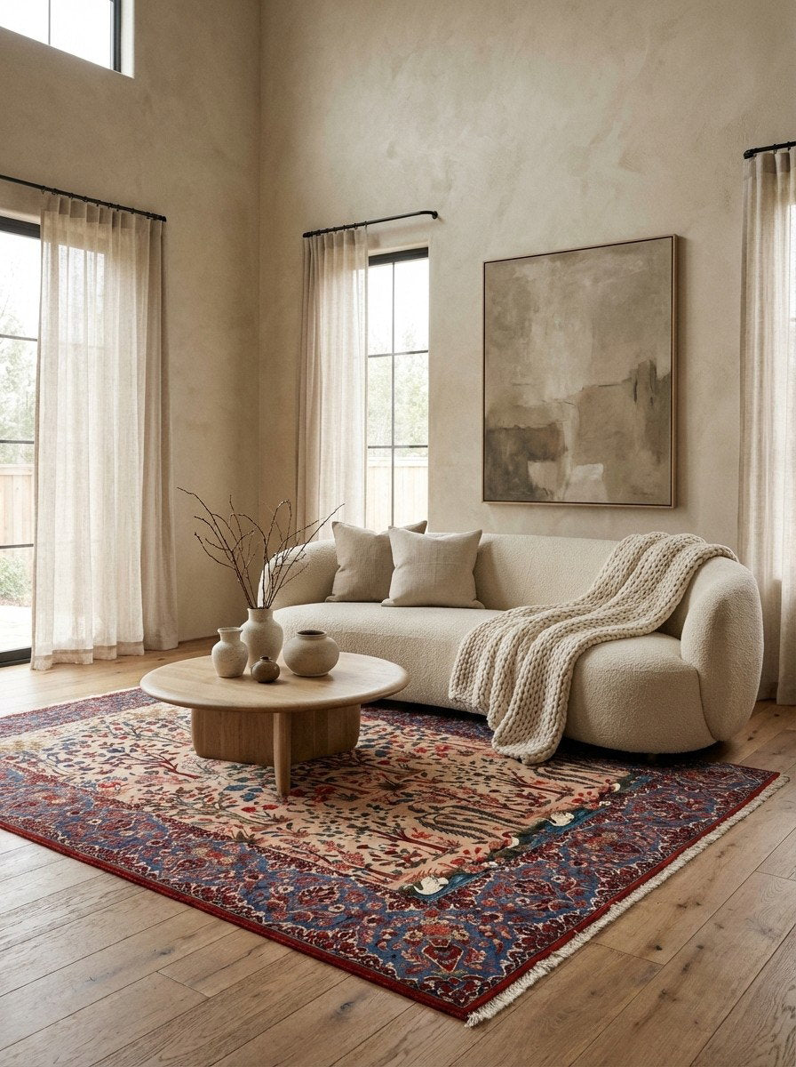 Isfahan — Handgefertigt, 223x155 cm, Blau, 100% Virgin Wool | Detail view