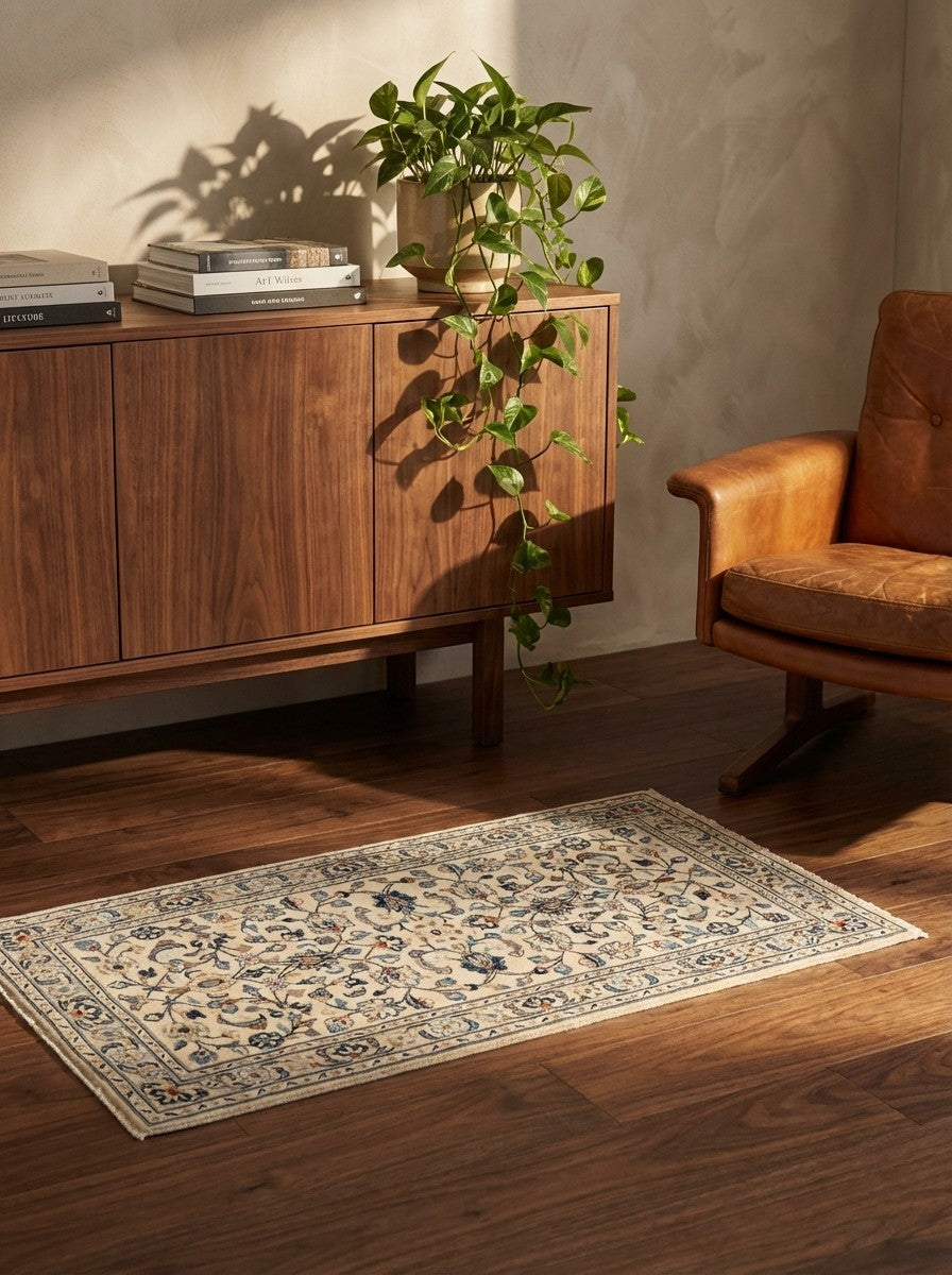 Ardakan — Hand-knotted, 85x156 cm, Beige, 100% Virgin Wool | Back view