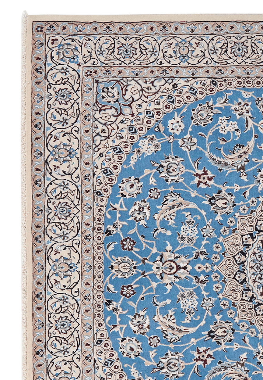 Nain 9La — Hand-knotted, 203x210 cm, Blue, 100% Virgin Wool | View 3