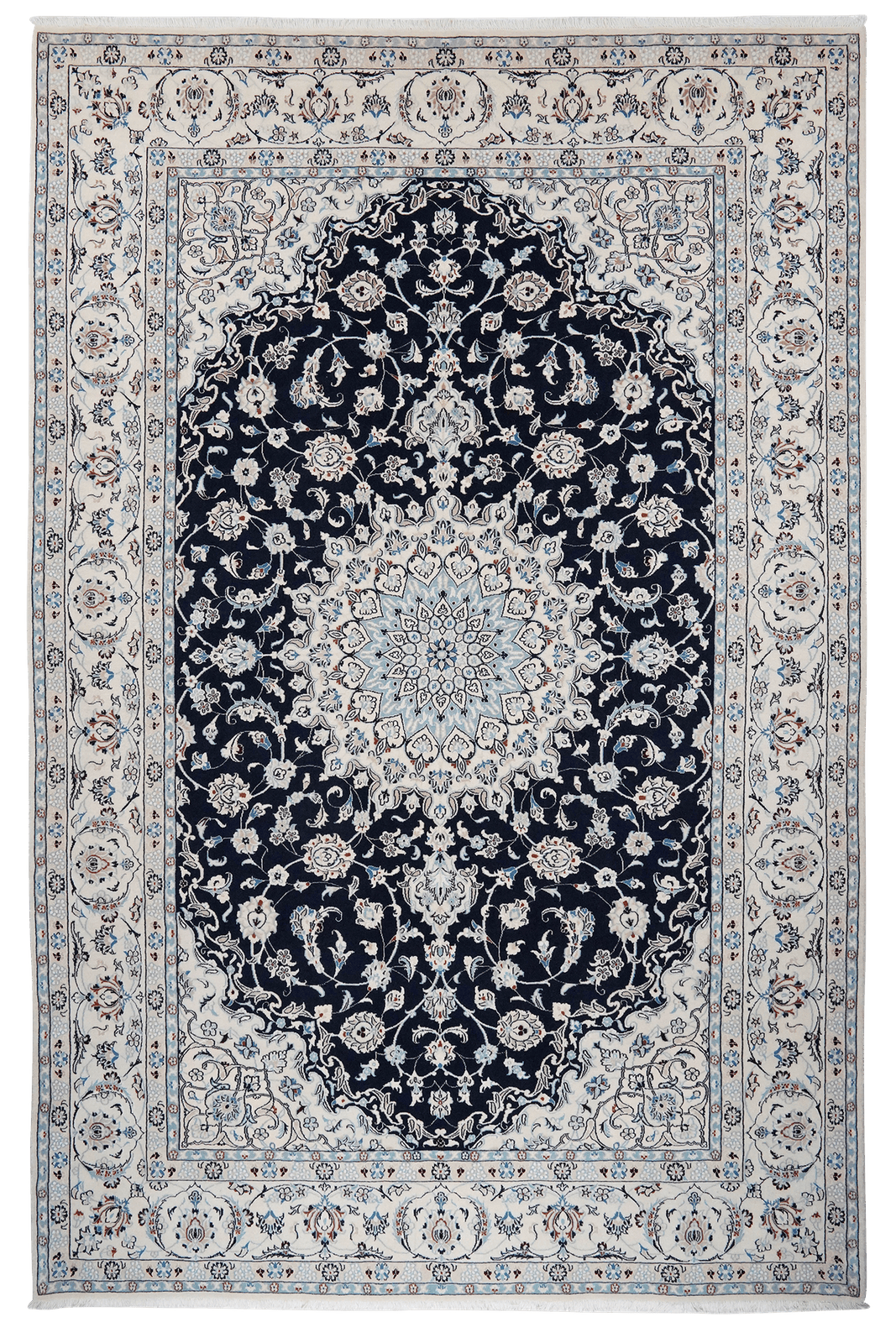 Nain 9La — Hand-knotted, 200x305 cm, Blue, 100% Virgin Wool | Main view