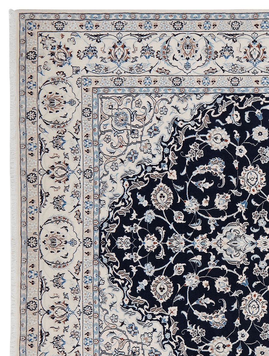 Nain 9La — Hand-knotted, 200x305 cm, Blue, 100% Virgin Wool | View 3
