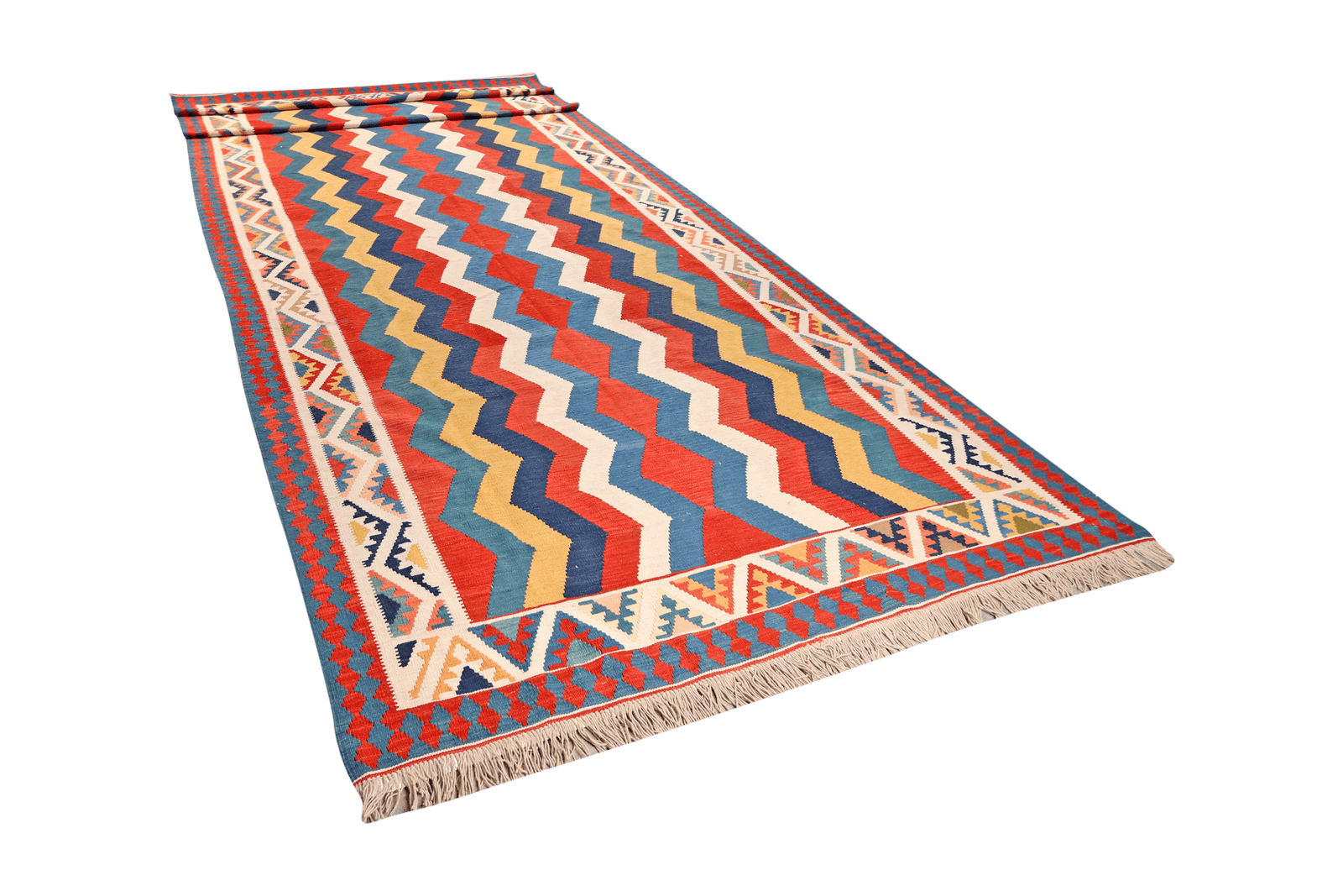 Kelim Gashgai — Handmade, 206x585 cm, Multicolor, 100% Virgin Wool | View 5