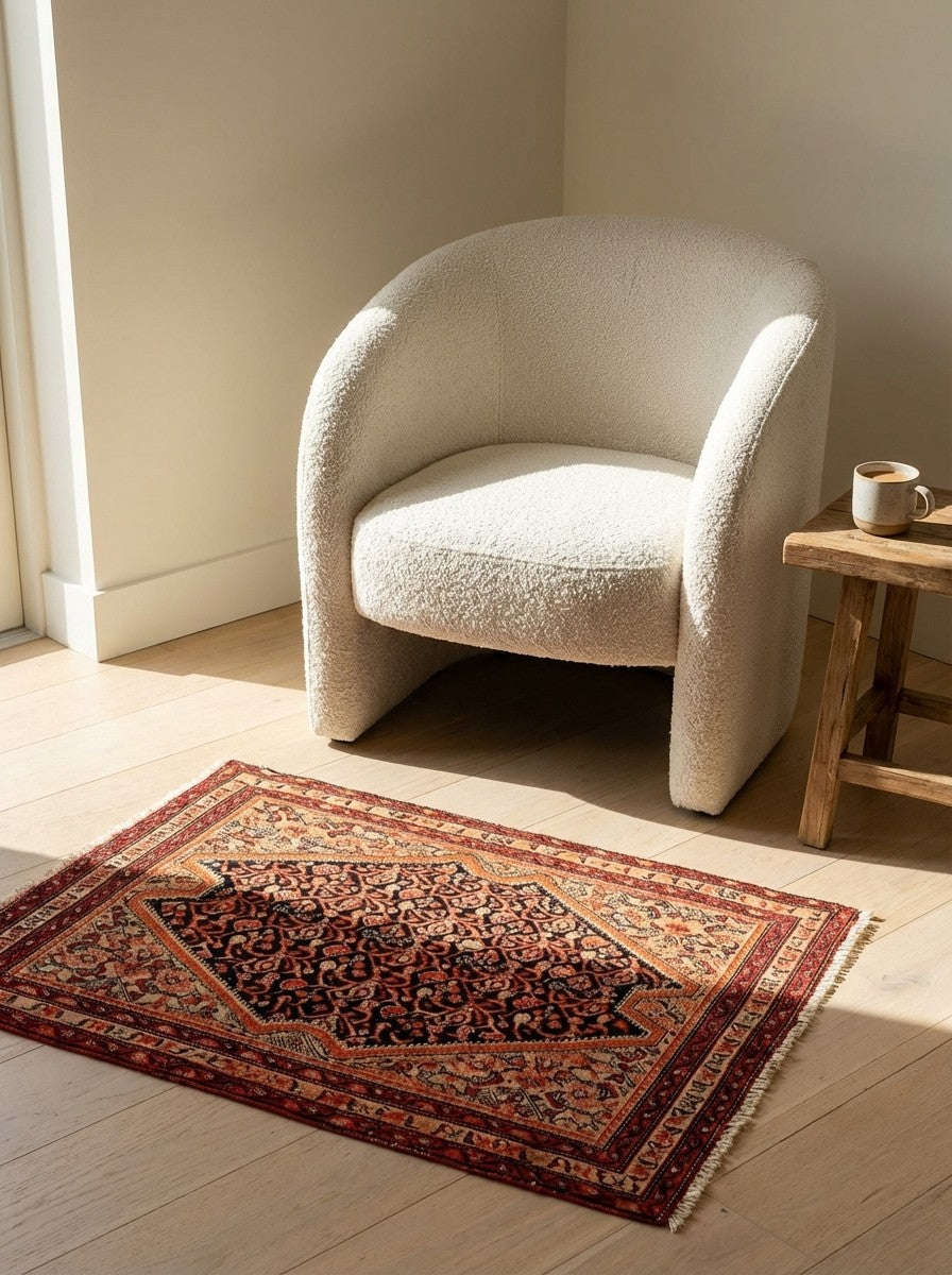 Malayer — Hand-knotted, 65x90 cm, Blue, 100% Virgin Wool | Detail view