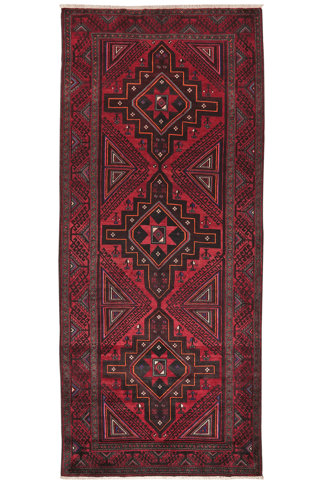 Belutch — Hand-knotted, 164x378 cm, Red, 100% Virgin Wool | Main view