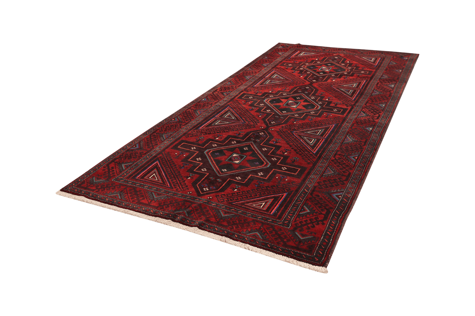 Belutch — Hand-knotted, 164x378 cm, Red, 100% Virgin Wool | View 5