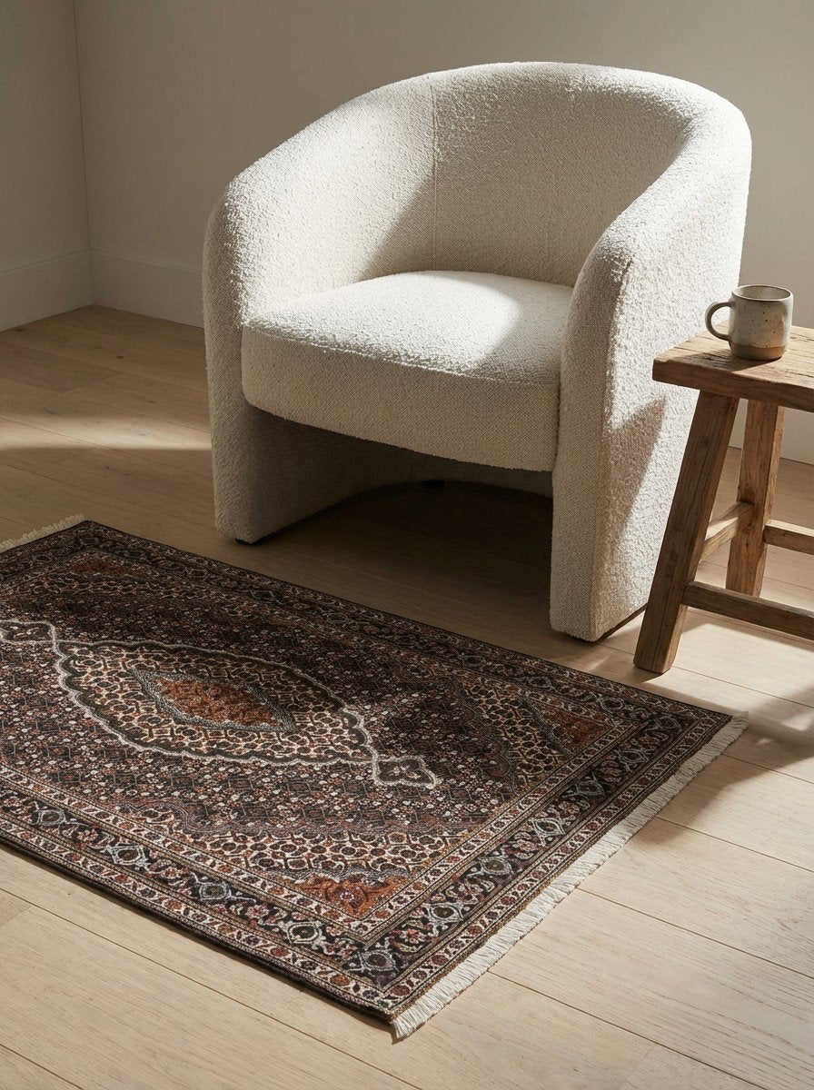 Tabriz 40 Raj — Handgefertigt, 157x103 cm, Schwarz, 100% Virgin Wool | Detail view