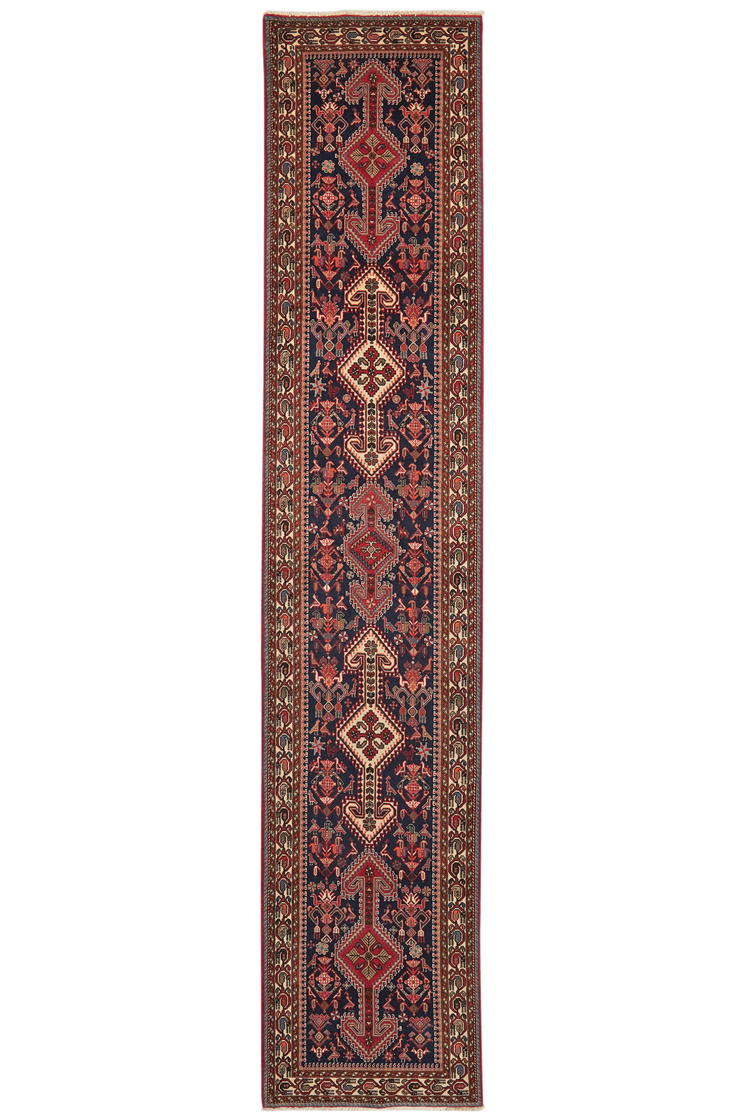 Nasrabad — Hand-knotted, 81x395 cm, Blue, 100% Virgin Wool | Main view