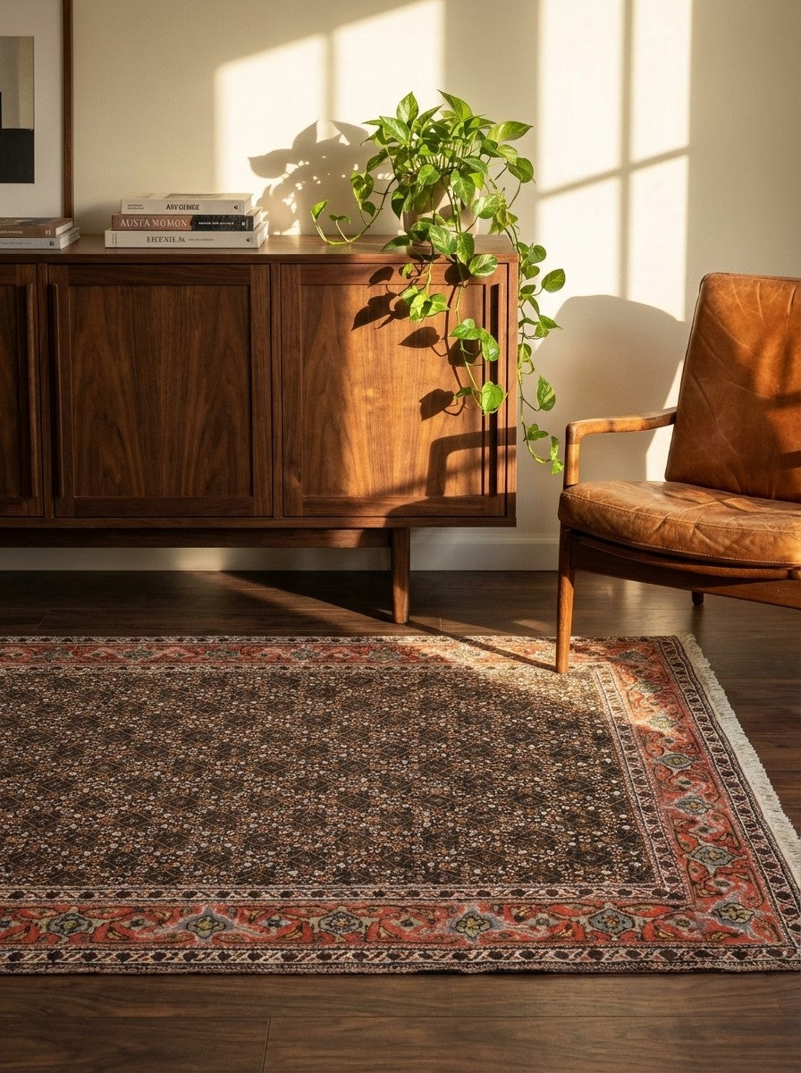 Tabriz 40 Raj — Hand-knotted, 103x143 cm, Black, 100% Virgin Wool | Back view