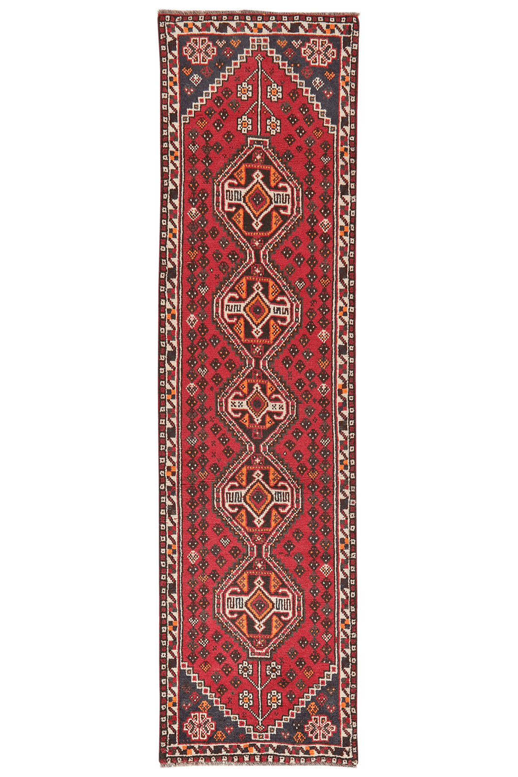 Shiraz — Hand-knotted, 75x287 cm, Red, 100% Virgin Wool | Main view