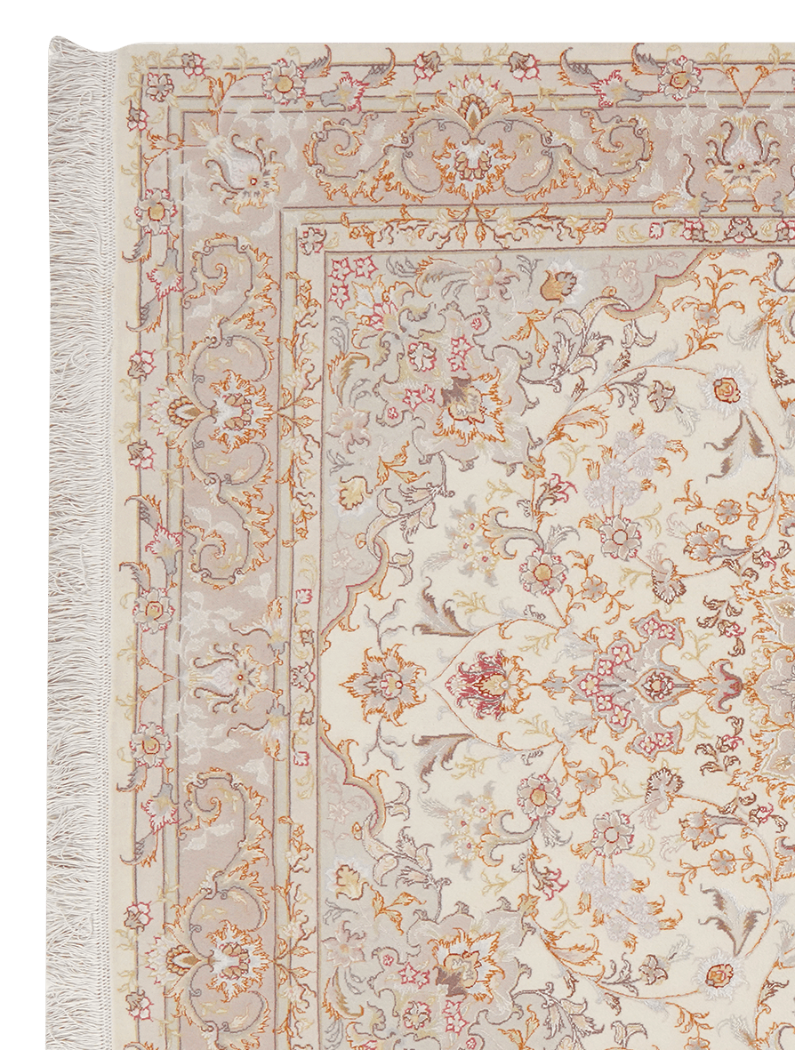 Tabriz 50 Raj — Hand-knotted, 150x205 cm, Beige, 90% Schurwolle, 10% Seide | View 3