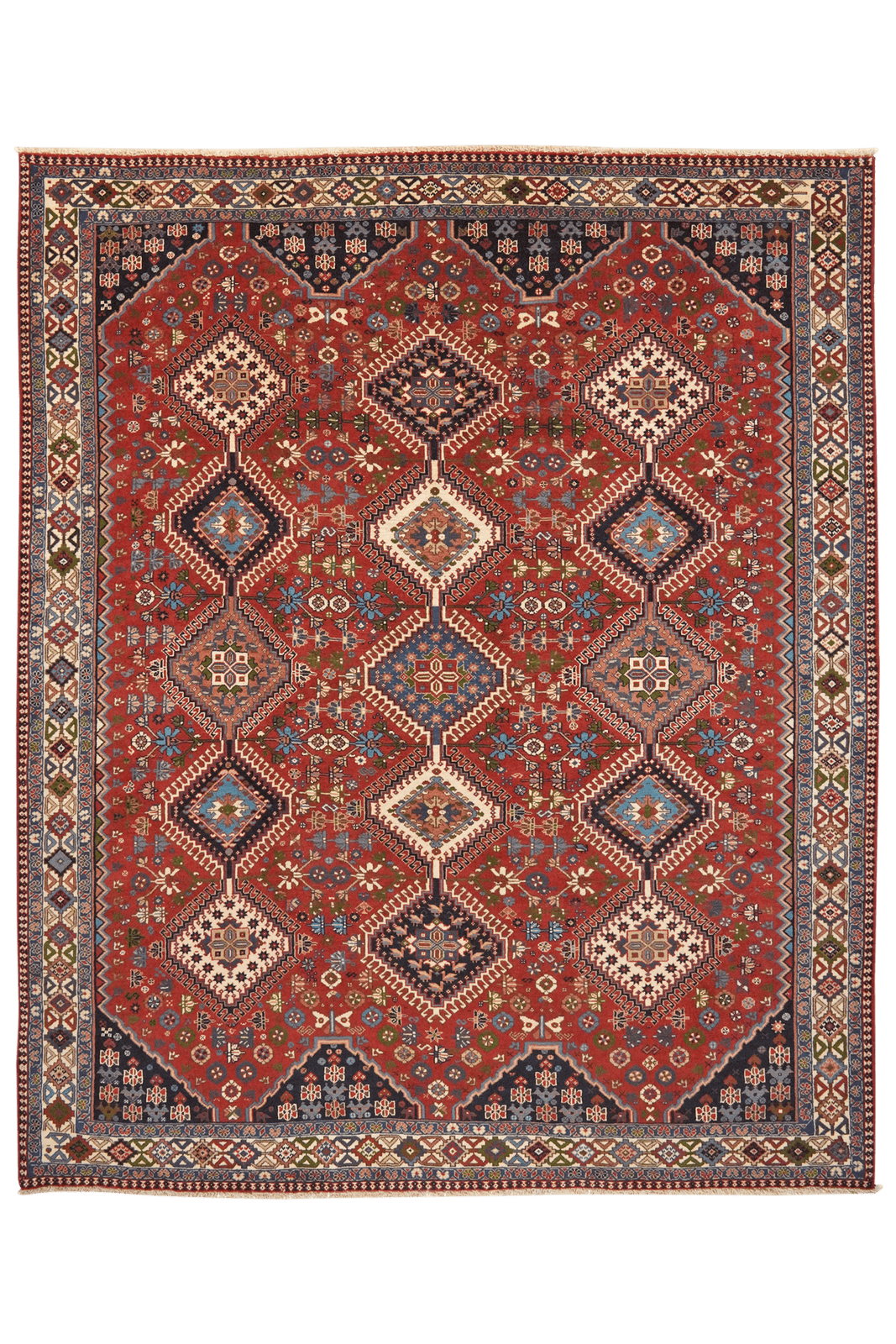 Yalameh — Hand-knotted, 200x242 cm, Red, 100% Virgin Wool | Main view